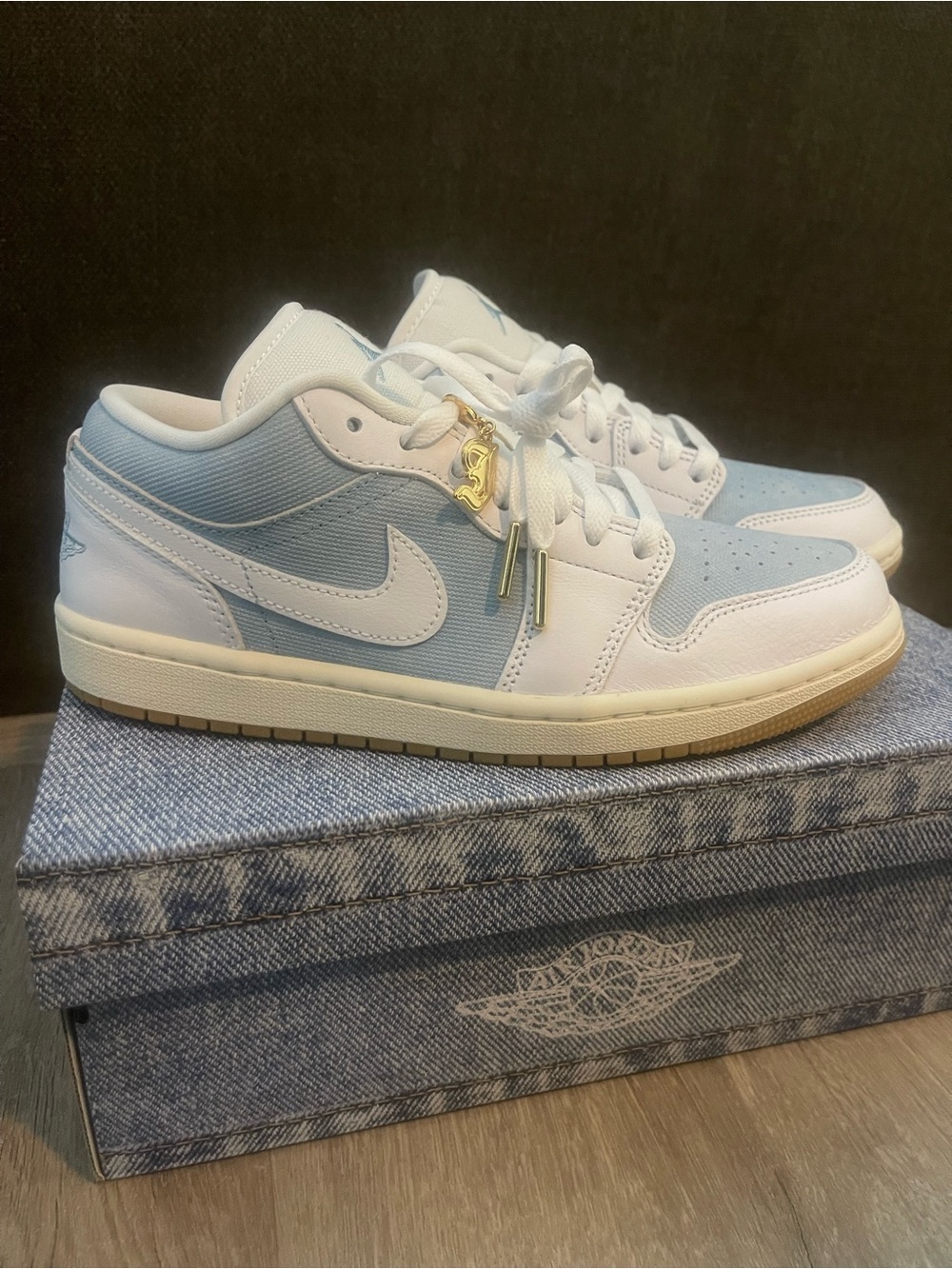 Nike Air Jordan’s Low-Top Sneakers in Denim & White